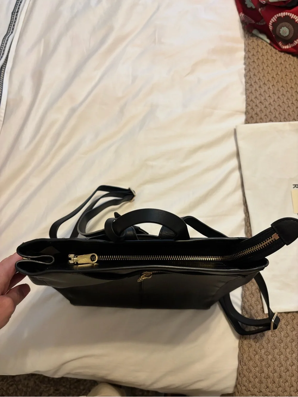 RADLEY LONDON Black Leather Backpack with Gold Zip Detail